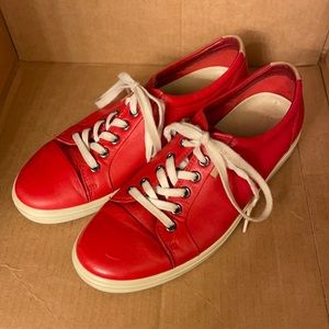 Ecco Women's Red Sneakers with White Laces